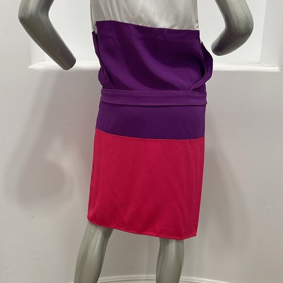 DSQUARED2 Women Color Block Tunic Dress White Purple - Picture 11 of 13